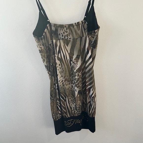 Ed Hardy Y2K vintage Brown and Black Animal Print Embellished Camisole size M - Picture 5 of 8